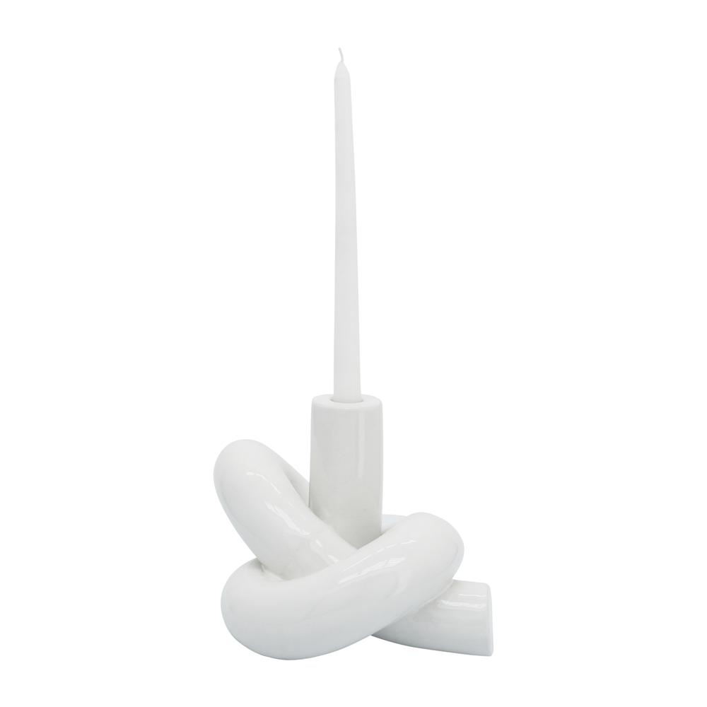 Cer, 10" Loopy Candle Holder, White. Picture 5