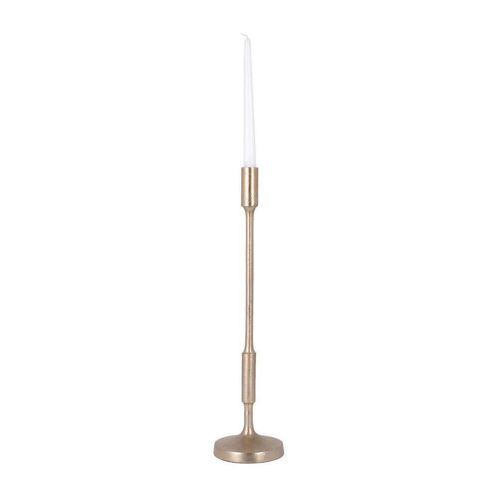 Metal, 20"h Taper Candle Holder, Champagne. Picture 3