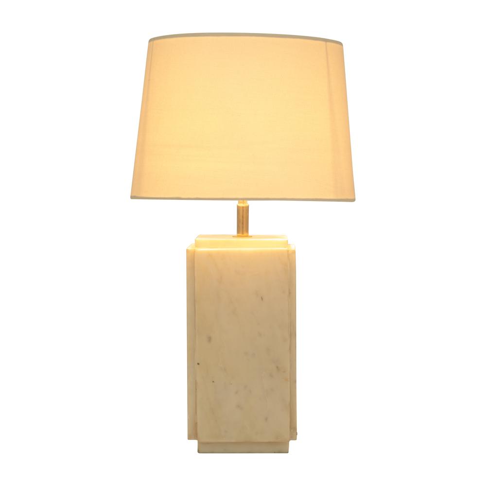 Marble, 27"h Fluted Table Lamp, White/off White. Picture 3