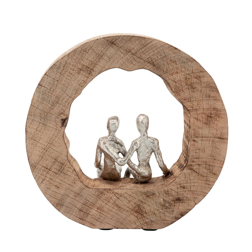 Aluminum Couple In Mango Wood, Silver/brown. Picture 4