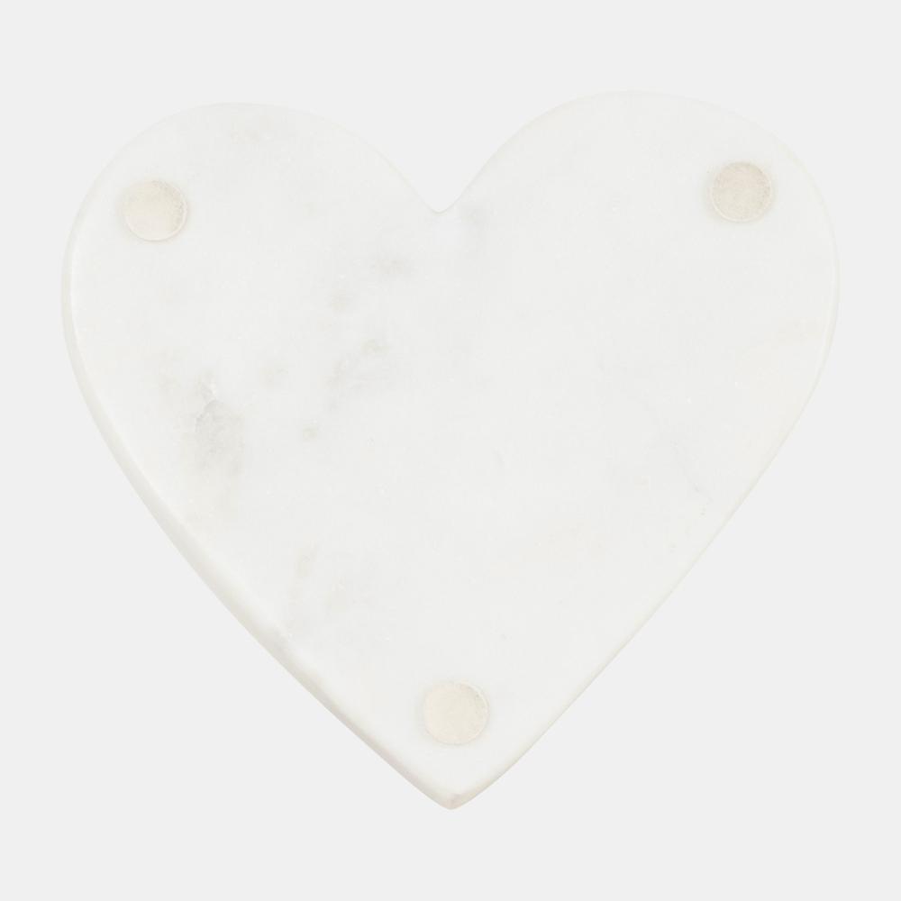 Marble, 5x5 Heart Trinket Tray, White. Picture 2