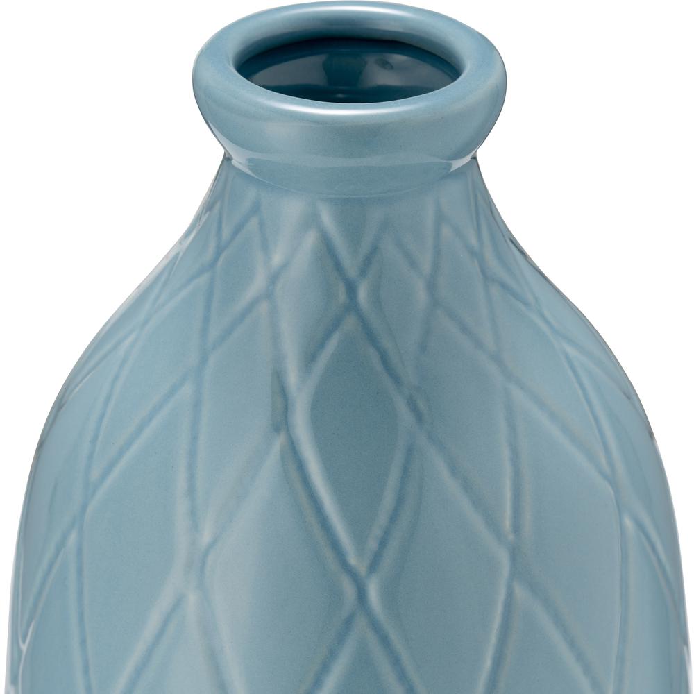 Cer, 12" Plaid Textured Vase, Cameo Blue. Picture 3