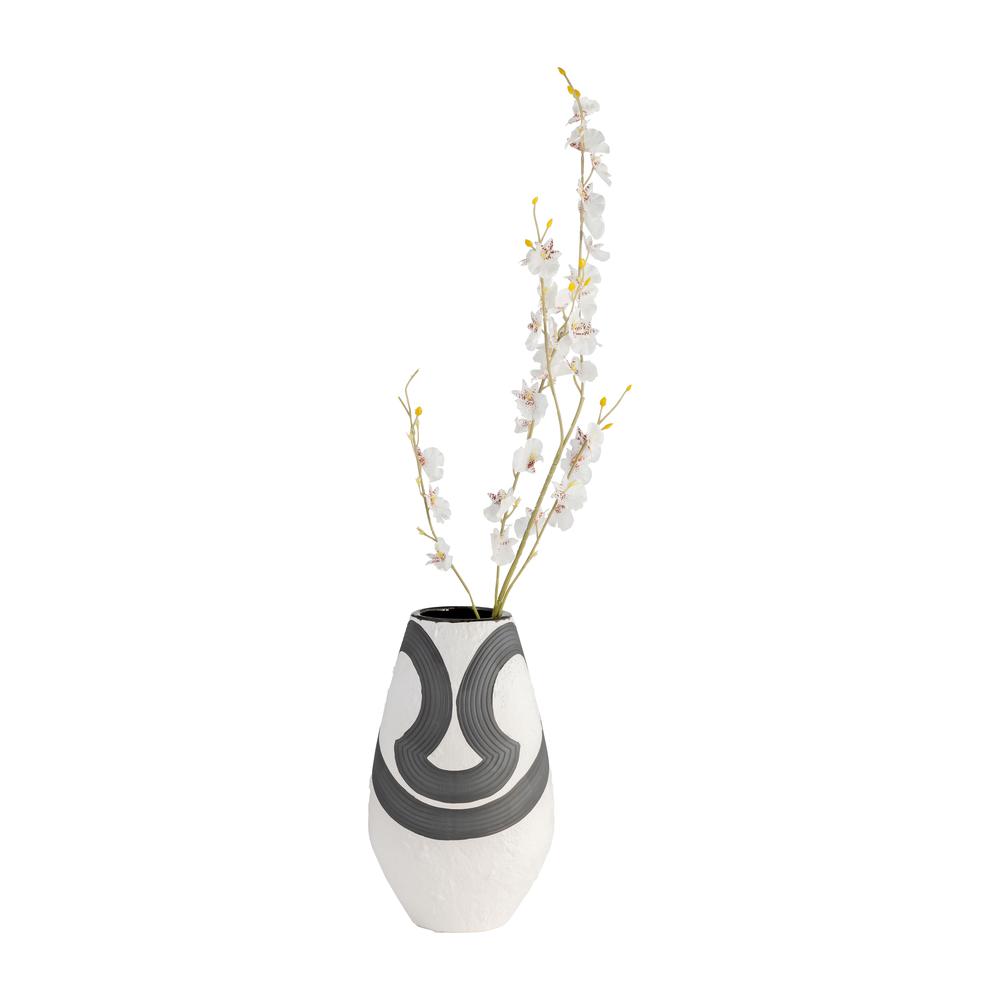 Stoneware, 11" Noir Vase, Black/white. Picture 5