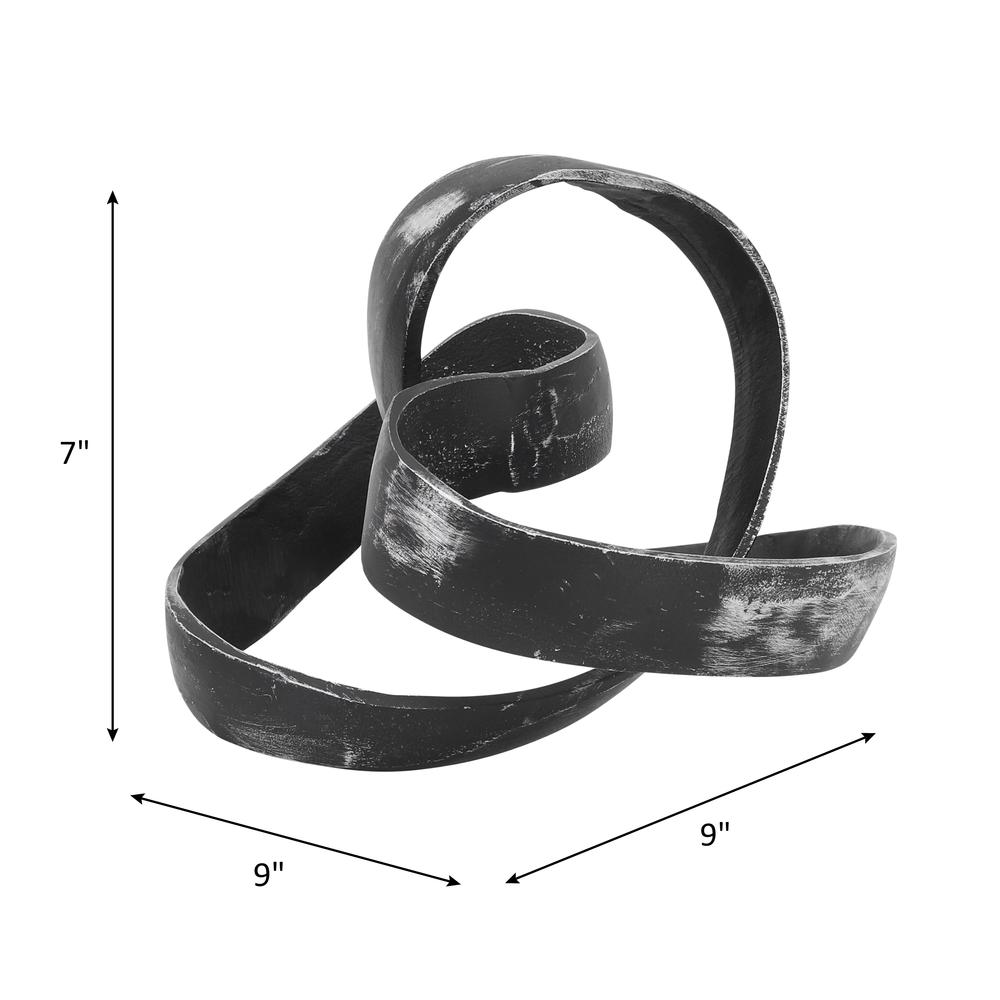Aluminum Knot Sculpture, 7", Black. Picture 8
