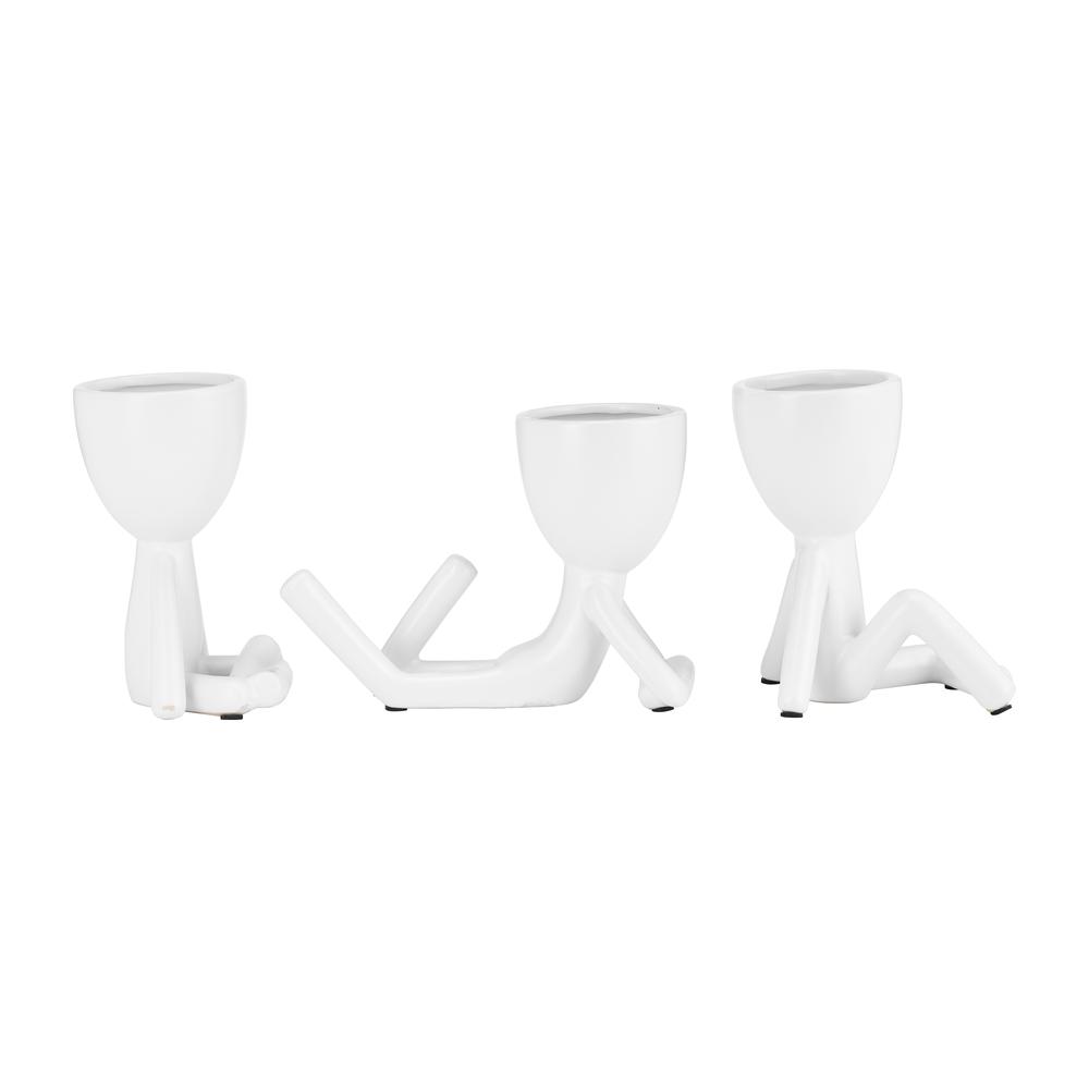 Cer, S/3 8" Sitting Humans, White. Picture 3