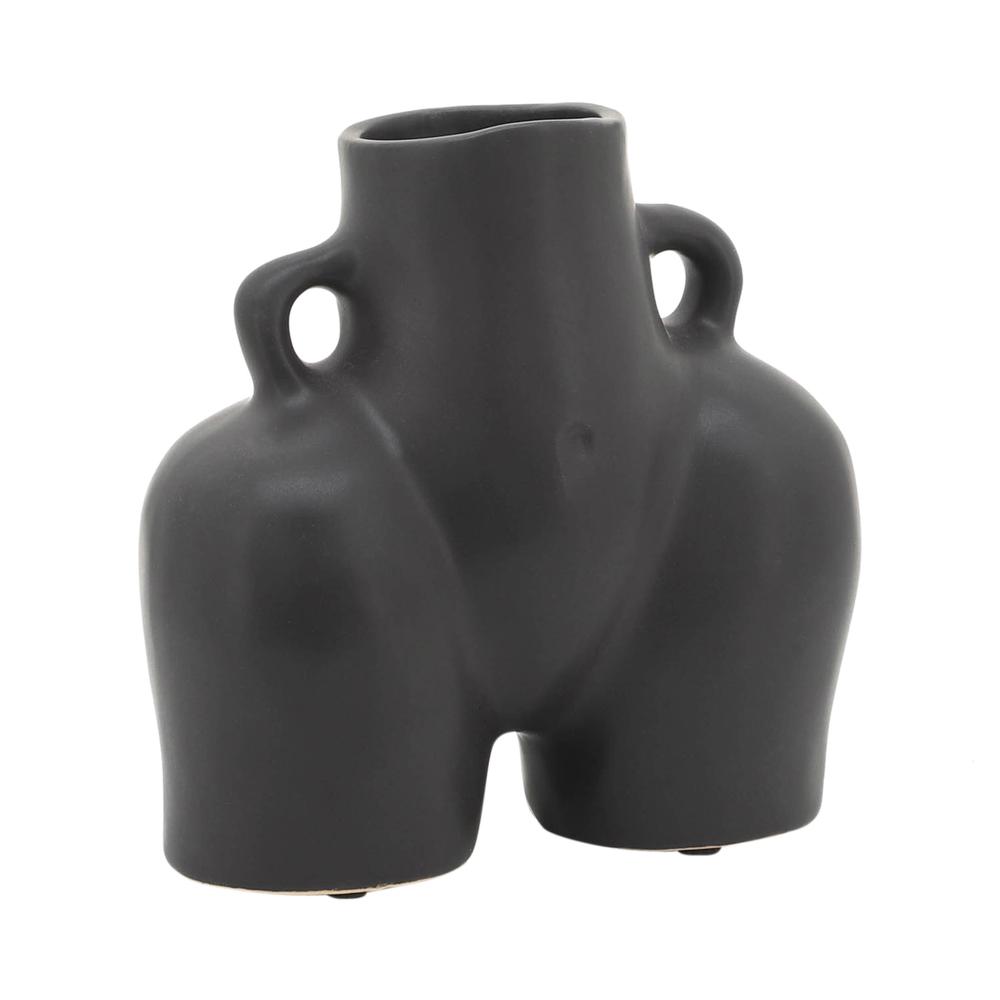 Cer, 6" Half Body Vase, Black. Picture 1
