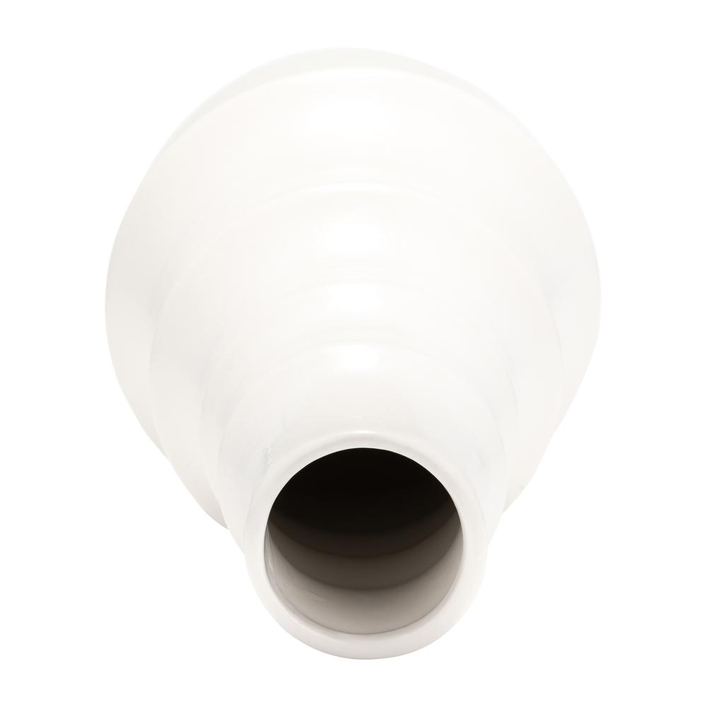 Cer,11",ring Pattern Vase,white. Picture 5