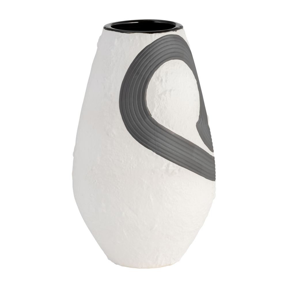 Stoneware, 11" Noir Vase, Black/white. Picture 3