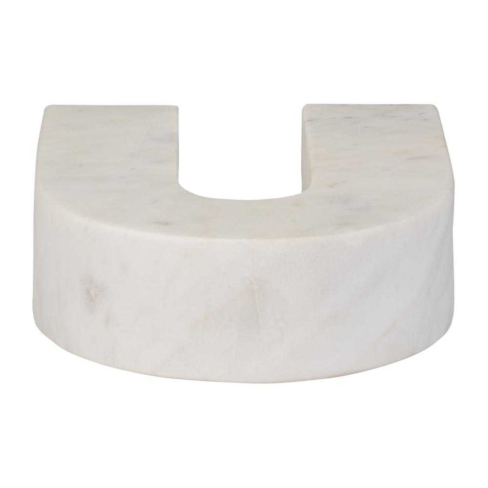 Marble, 7"h Horseshoe Tabletop Deco, White. Picture 5