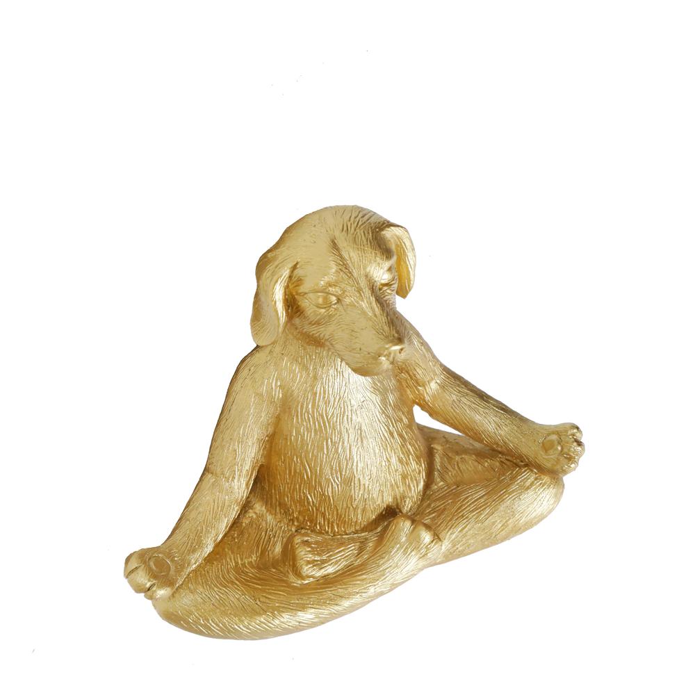 Polyresin 7" Yoga Dog, Gold. Picture 4