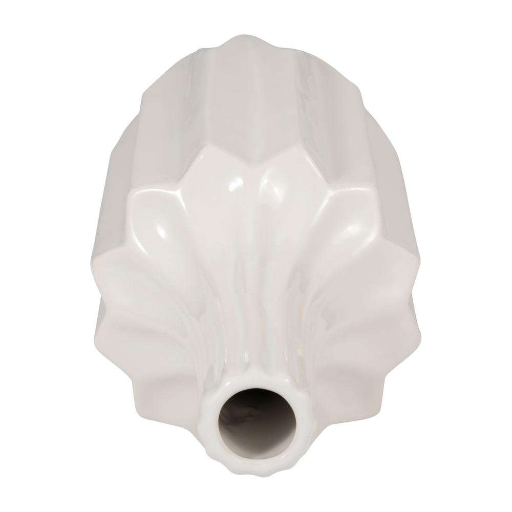 Cer, 16" Fluted Vase, White. Picture 5