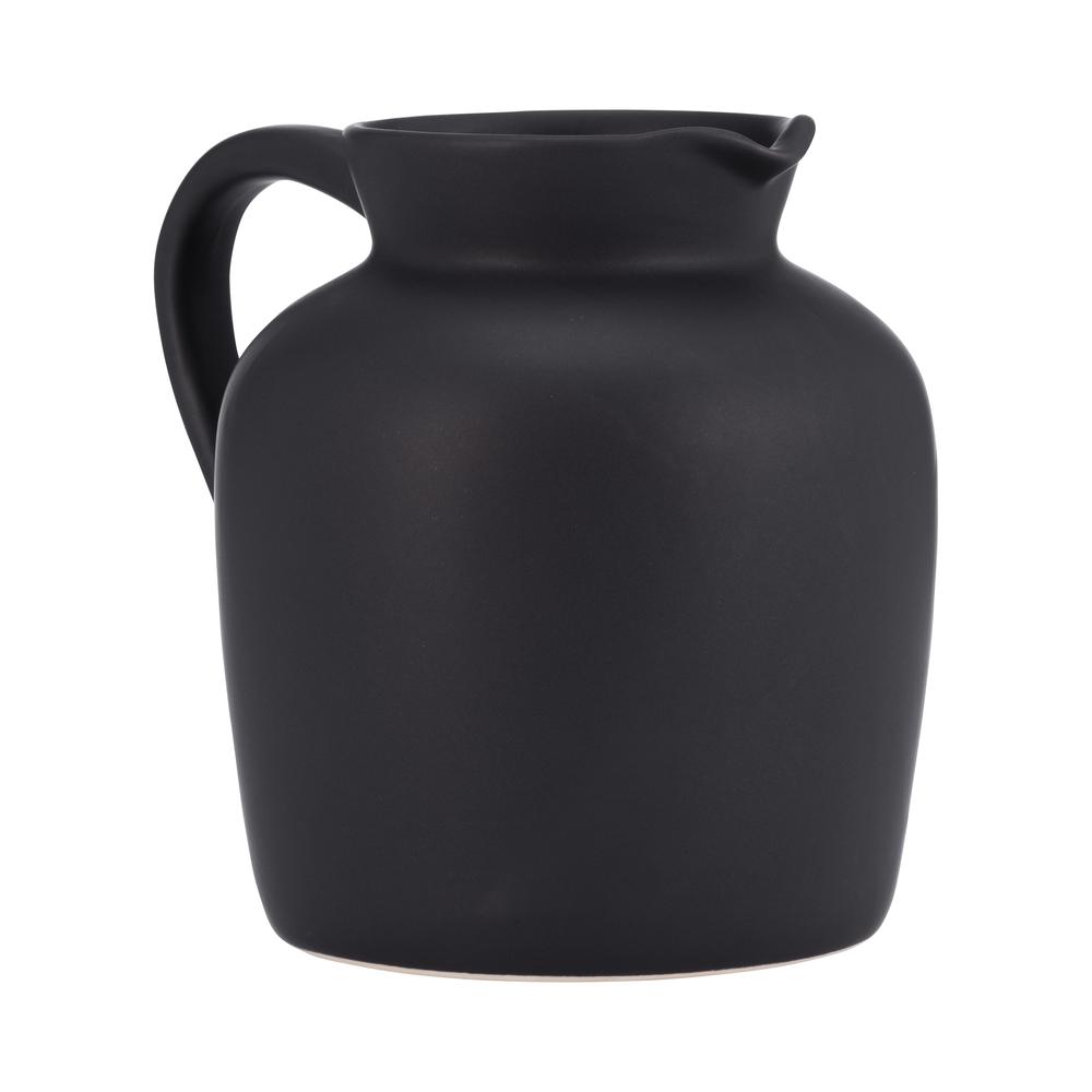 Cer, 5" Pitcher Vase, Black. Picture 2