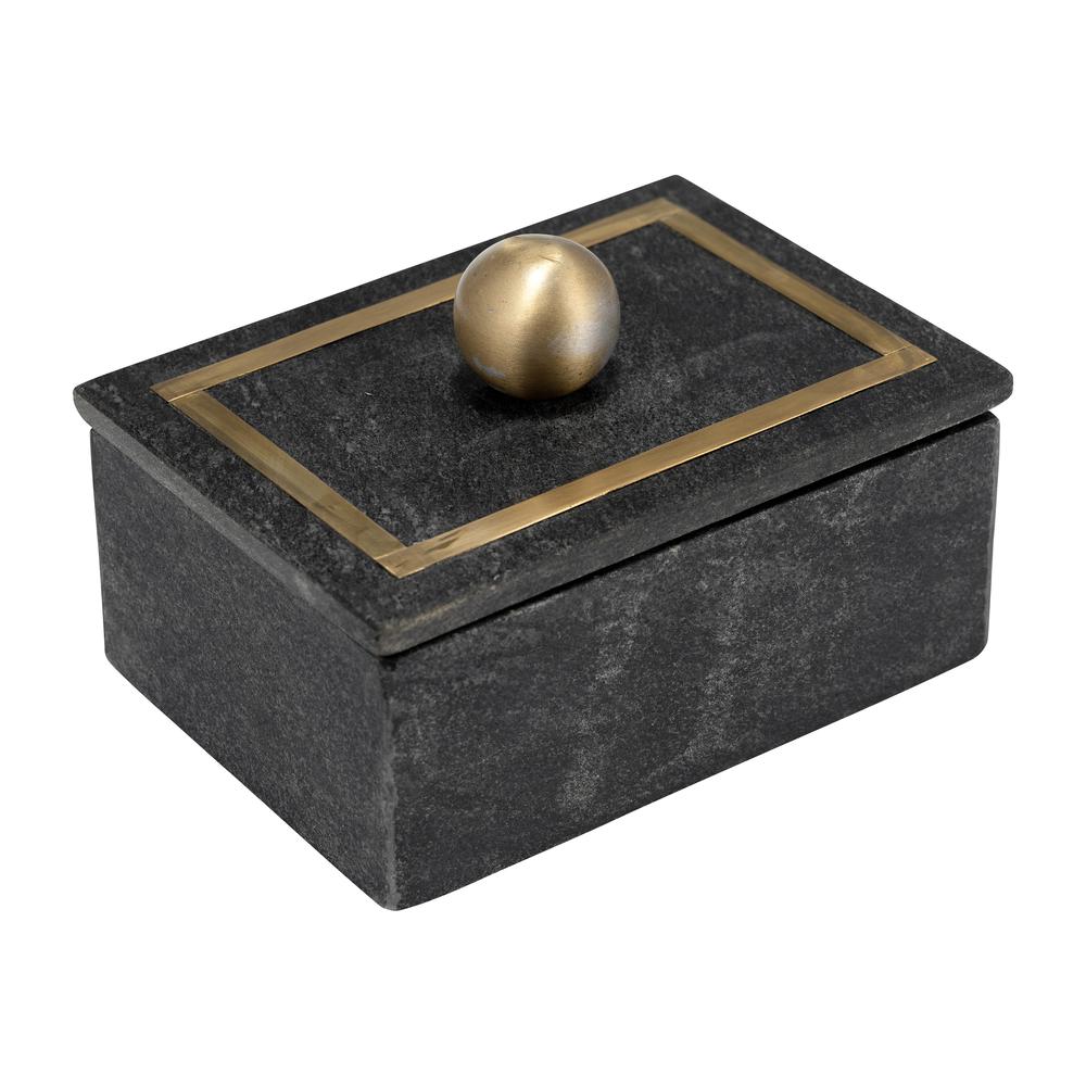 Marble, 7x5 Rectangular Box - Knob, Black. Picture 6