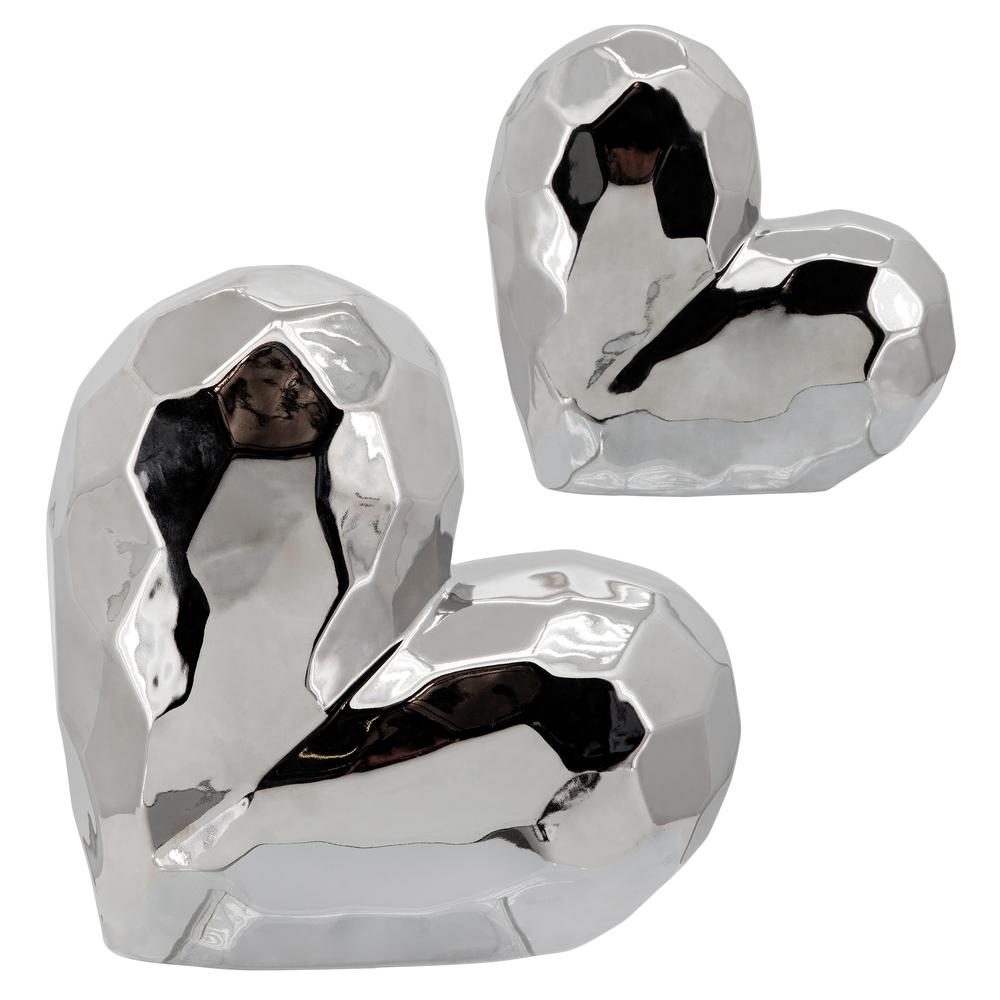 Silver Ceramic Heart 8". Picture 4