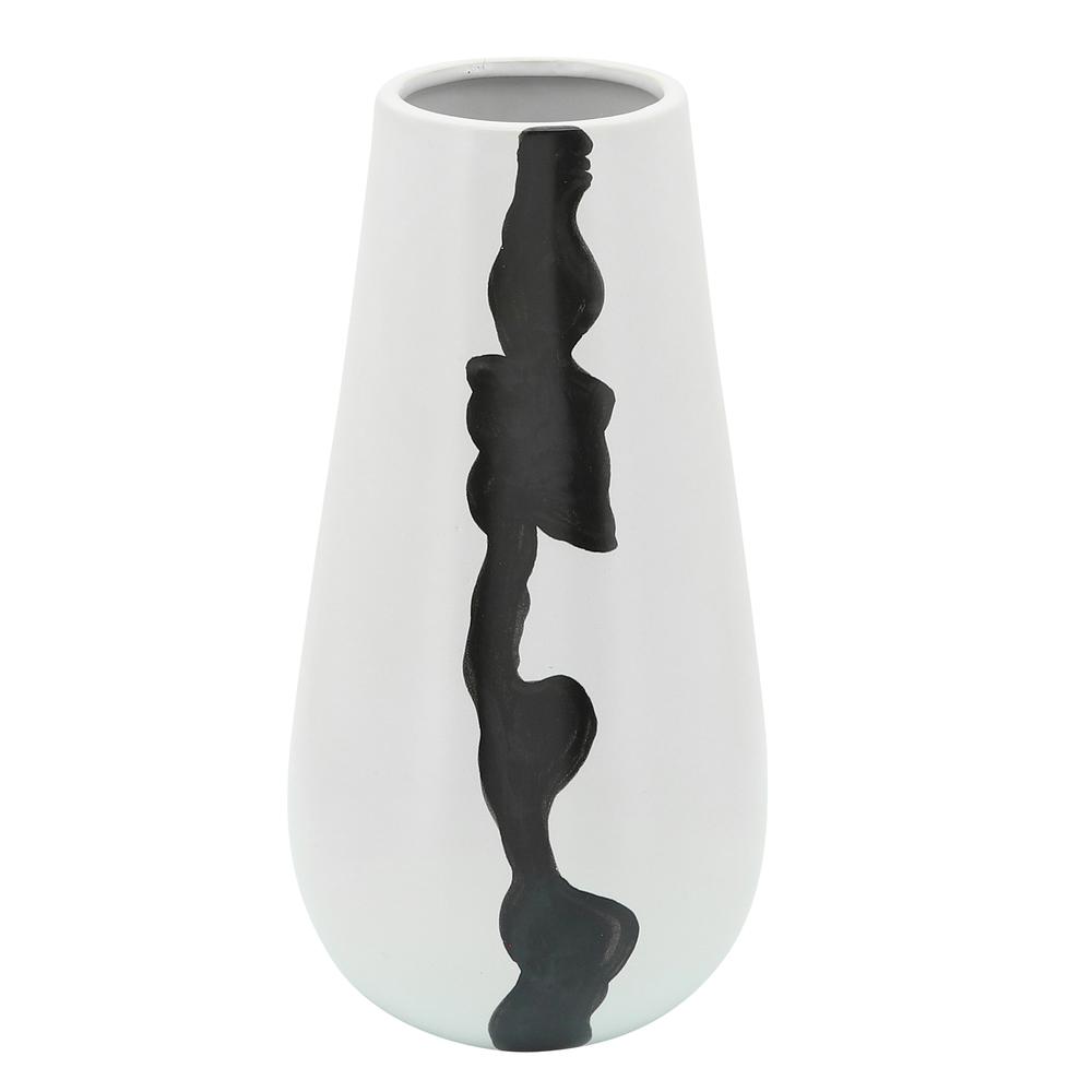 Cer, 12"h Modern Vase, White. Picture 1