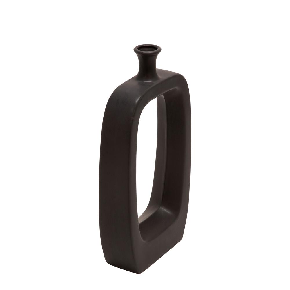 Cer, 18" Vase W/cutout, Black. Picture 1