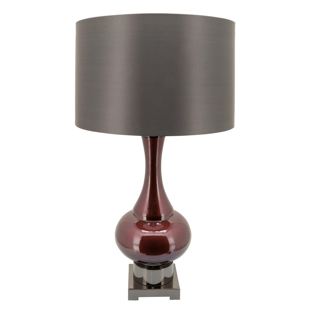 Glass 31" Genie Bottle Table Lamp, Burgundy. Picture 1