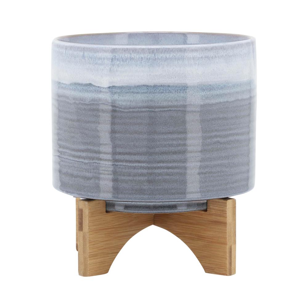 Ceramic 8" Planter On Stand, Blue Fade. Picture 1