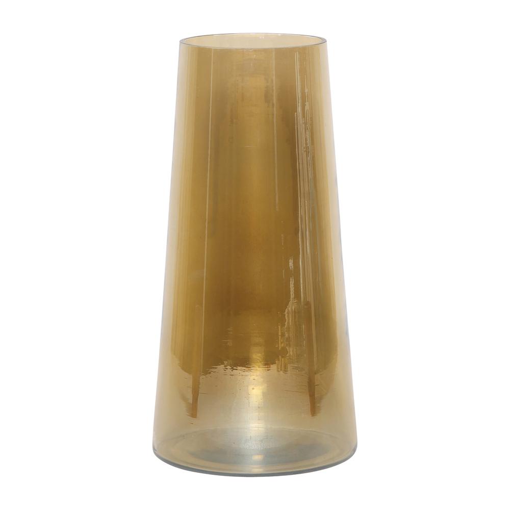 Glass, 12" Luster Vase, Gold. Picture 1