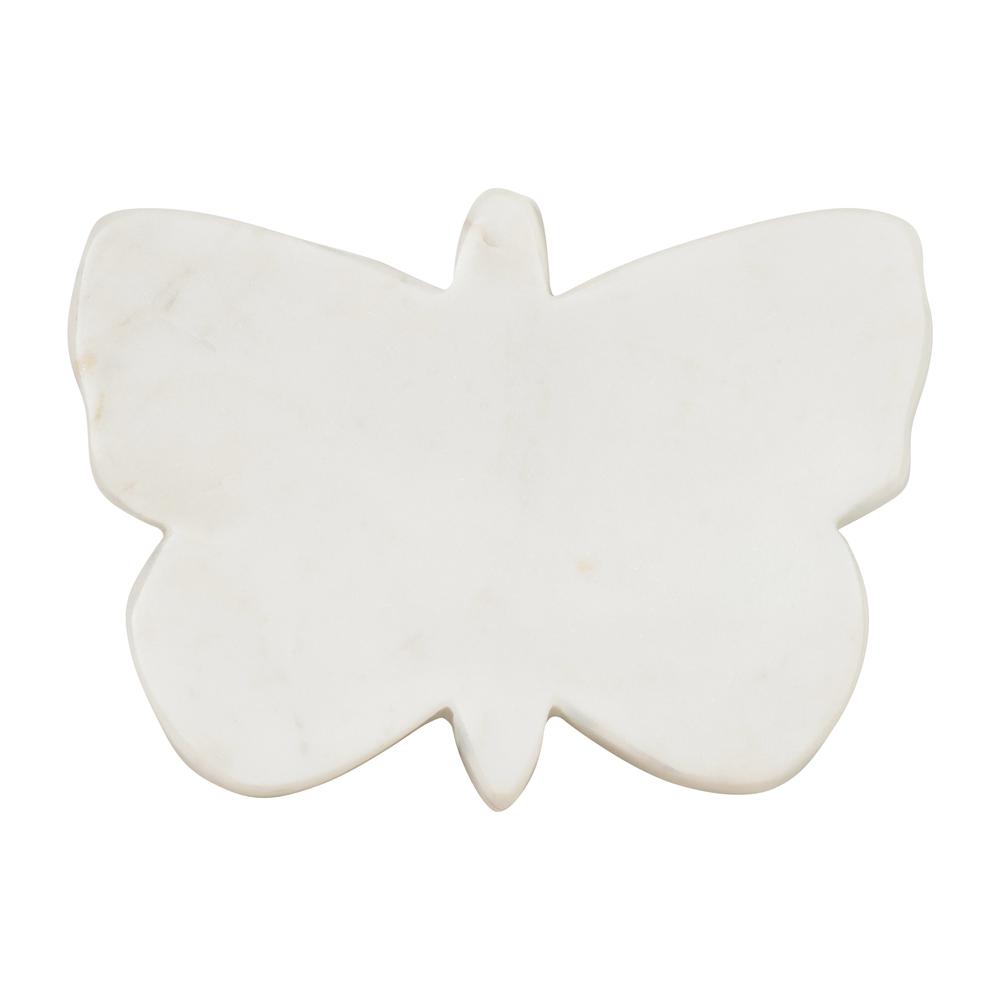 Marble, 7x5 Butterfly Trinket Tray, White. Picture 1