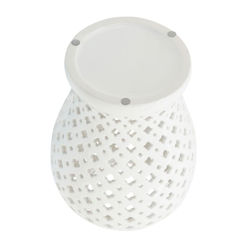 24" Cut-out Clover Temple Jar, White. Picture 6
