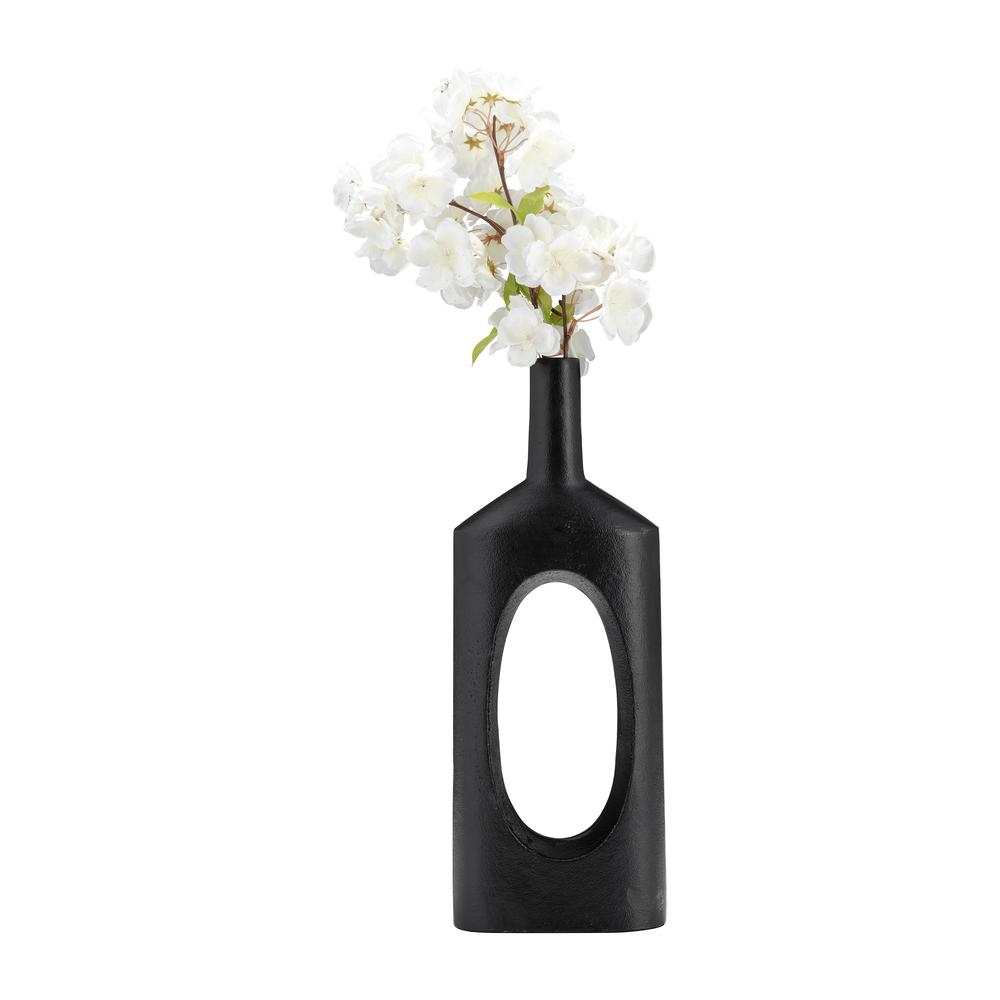 Metal,16"h,tall Modern Open Cut Out Vase,black. Picture 4