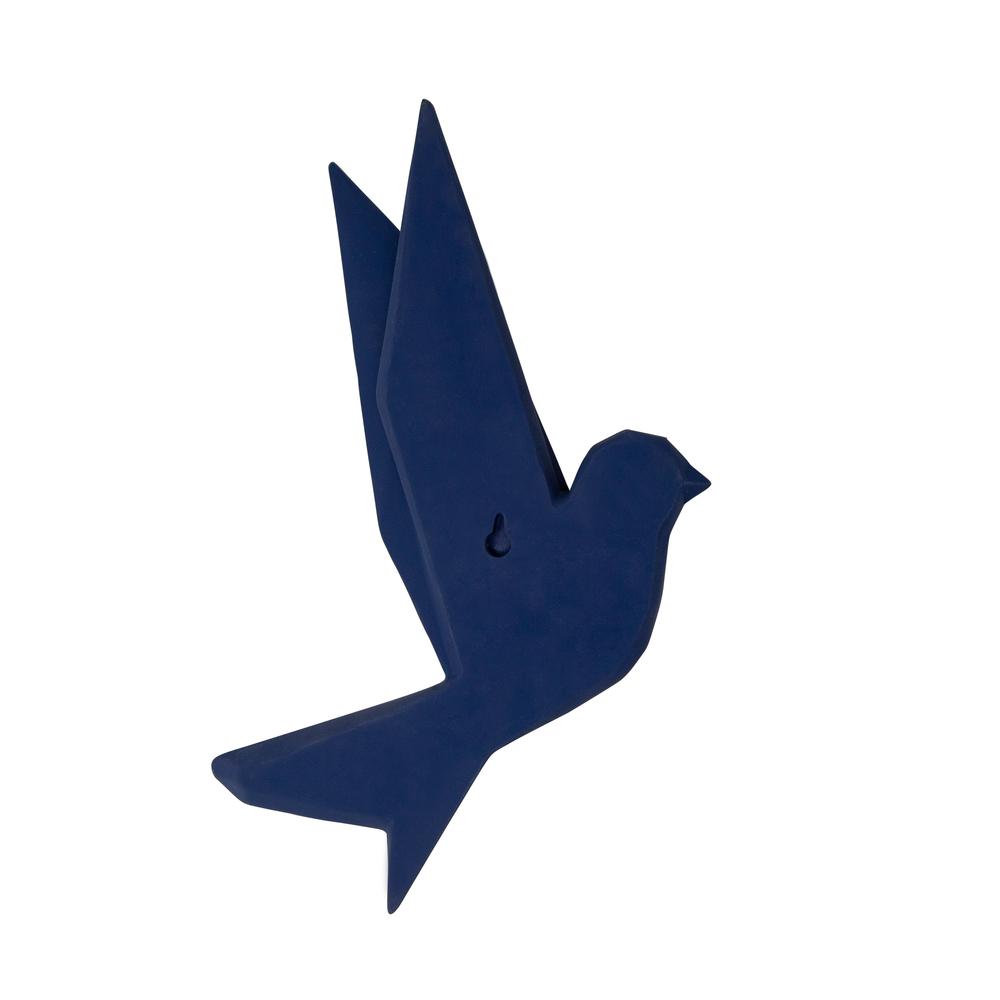 Resin 8" Origami Bird Wall Decor, Navy. Picture 2