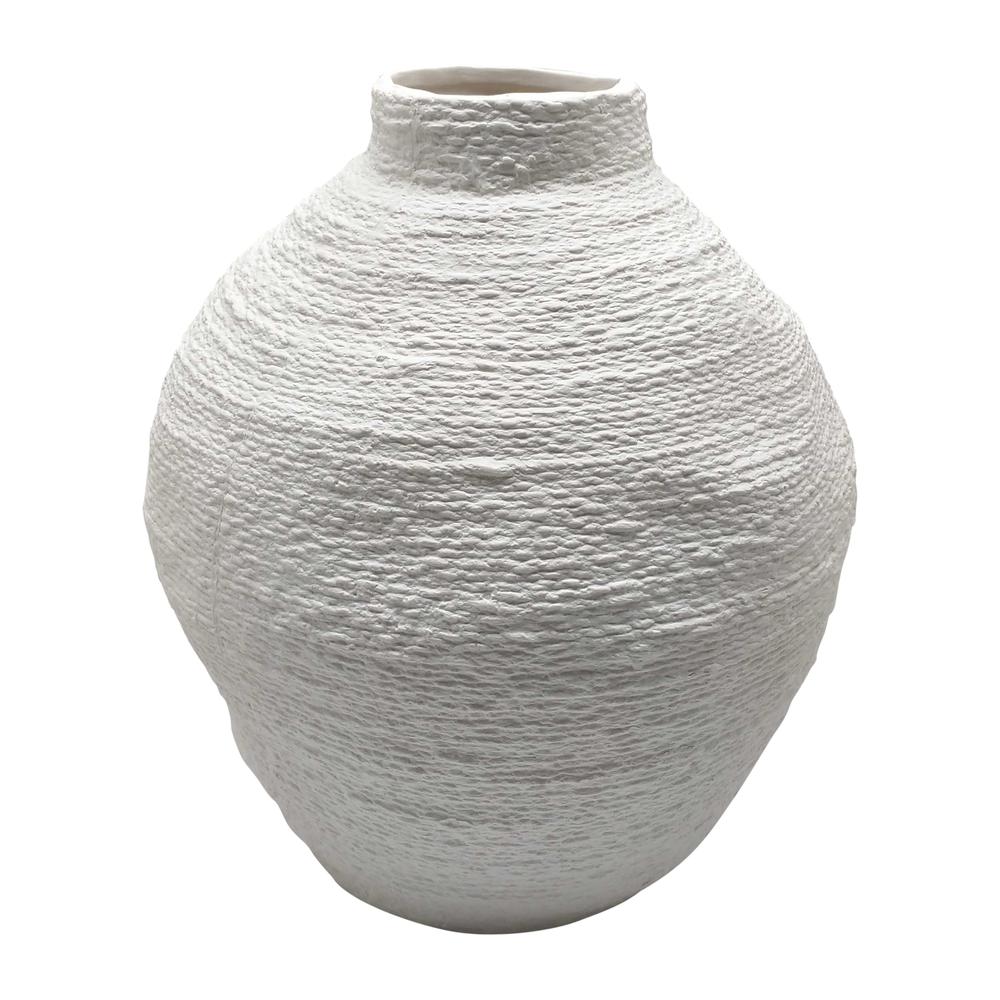 12" Woven Textured Vase, White. Picture 1
