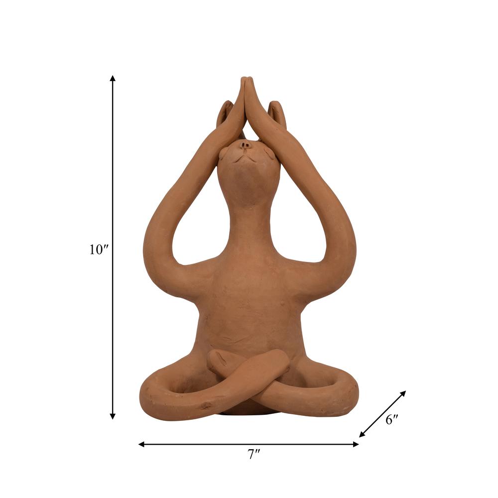 Terracotta, 10" Salutation Yoga Bunny, Natural. Picture 9