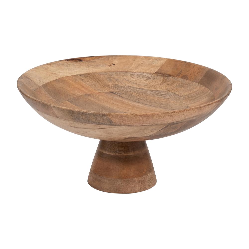 Wood, 15" Bowl On Pedestal, Natural. Picture 1