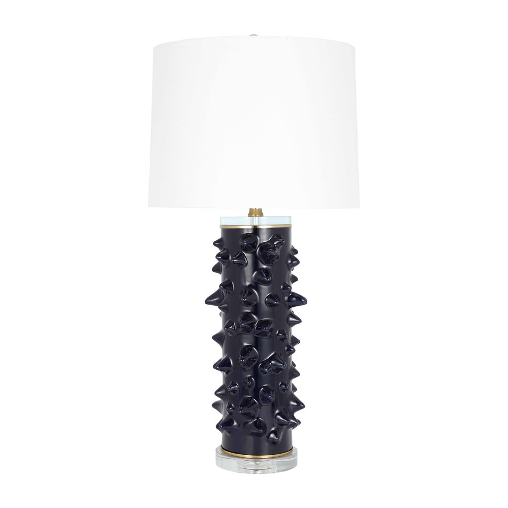 Ceramic 31" Spikey Table Lamp, Navy. Picture 1