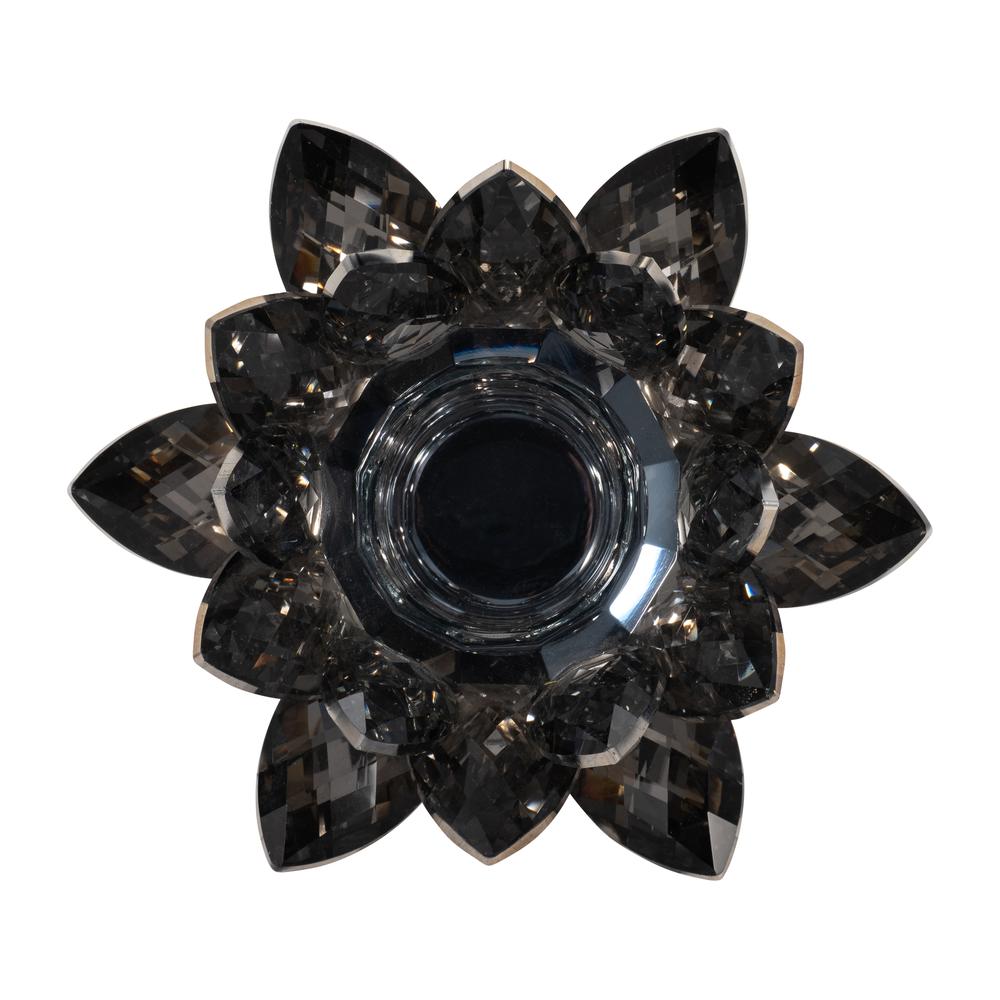 Black Crystal Lotus Votive Holder 6". Picture 5