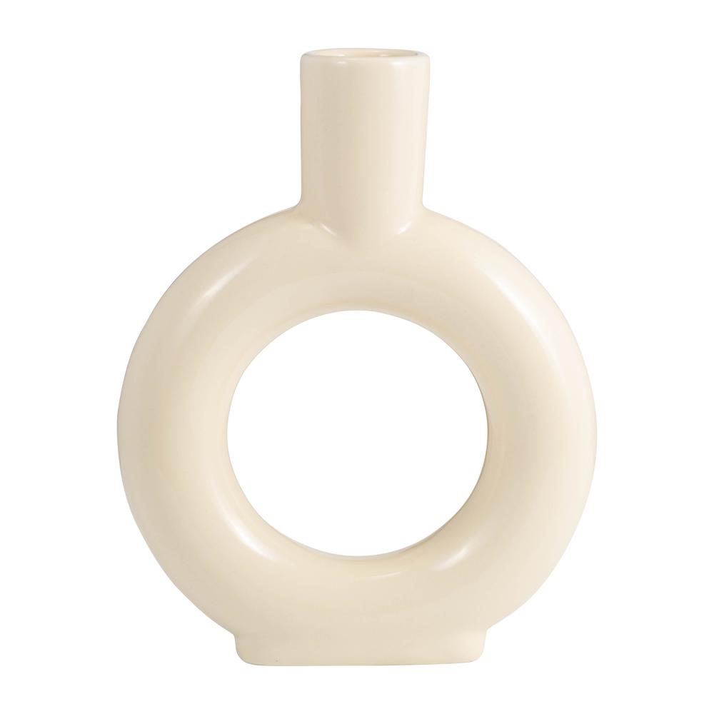 Cer, 9" Round Cut-out Vase, Cotton. Picture 1