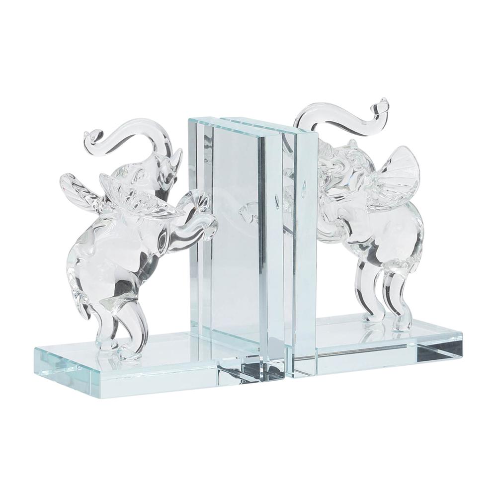 Crystal, S/2 5"h Elephant Bookends. Picture 1
