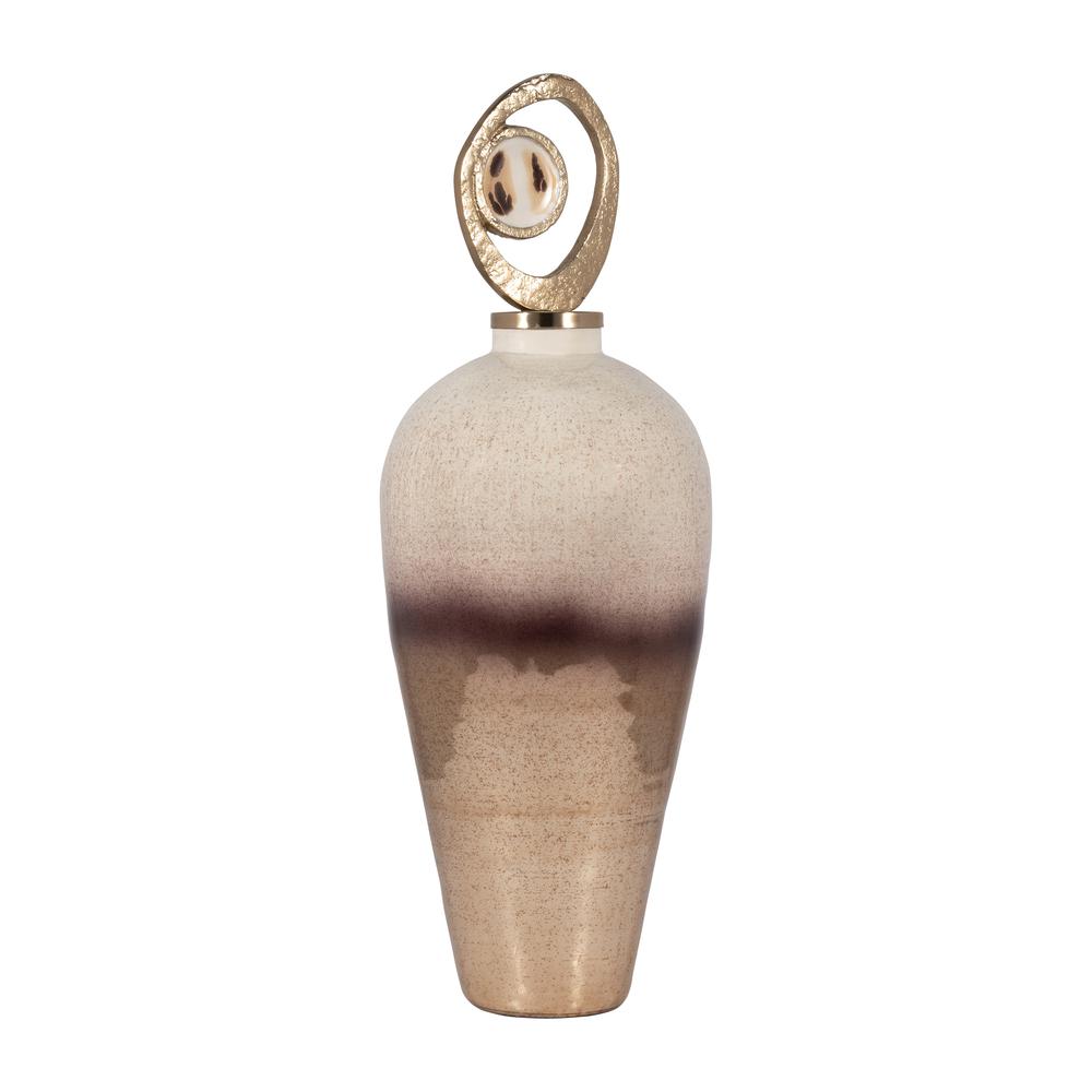 Glass, 27" Vase Metal Swirl Topper, 2-tone Bronze. Picture 2