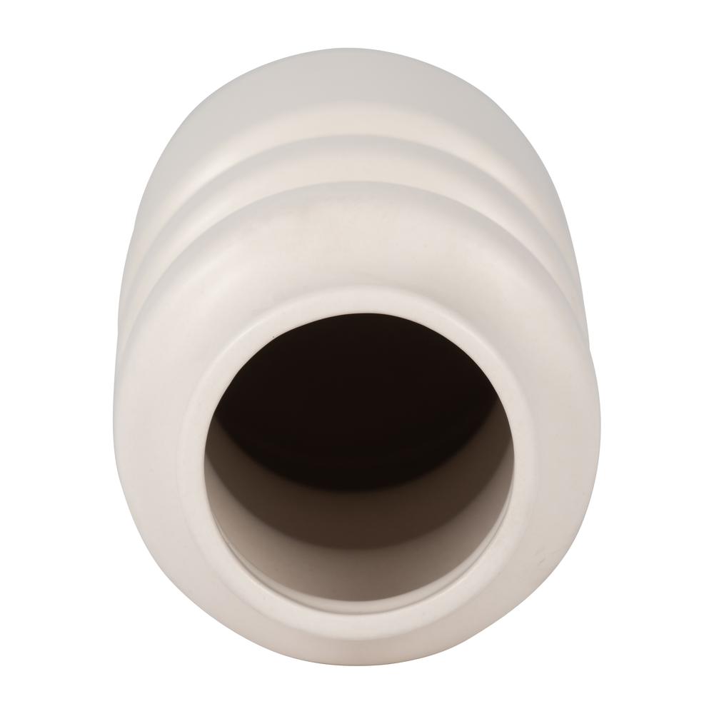 Cer, 9" Tiered Vase, White. Picture 5