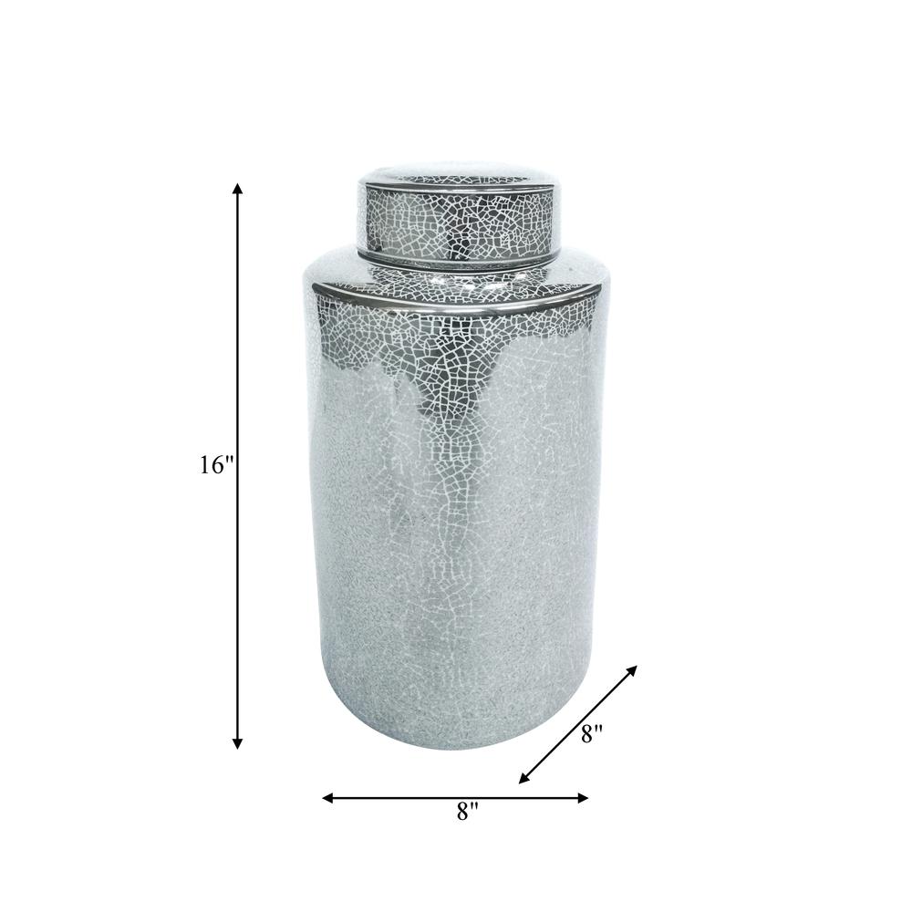 Ceramic 16" Jar, Crackle Silver. Picture 2
