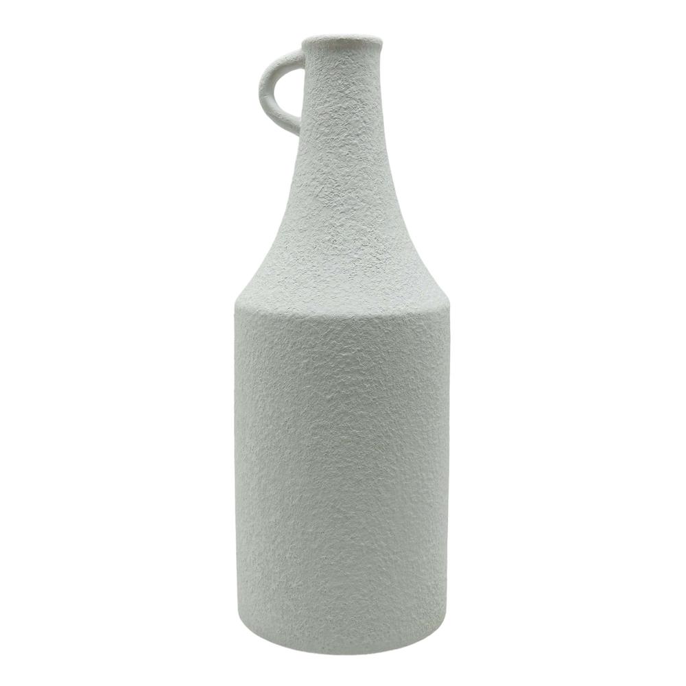 16" Rough Texture Bottle Vase, White. Picture 1