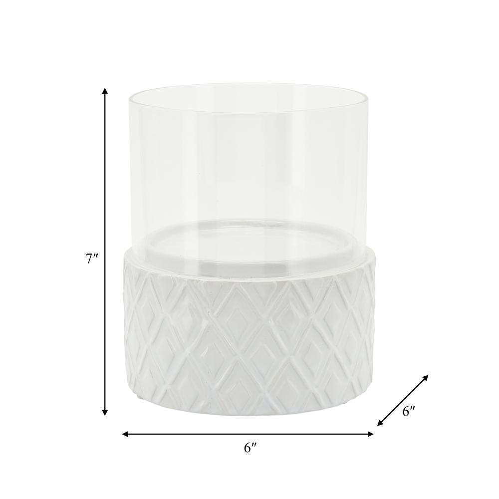 White Ceramic /glass 6" Pillar Holder, Diamond. Picture 4