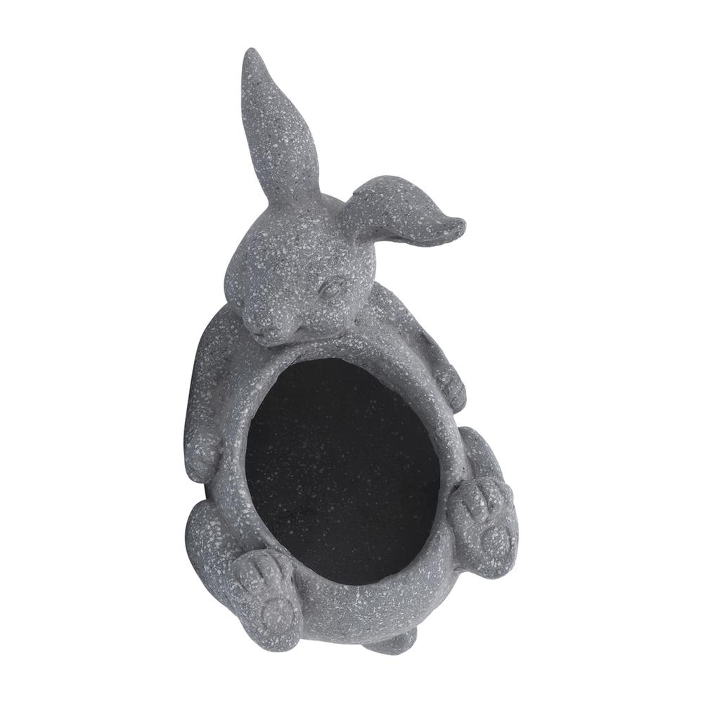 Resin, 15"d  Laying Bunny Planter, Gray. Picture 3