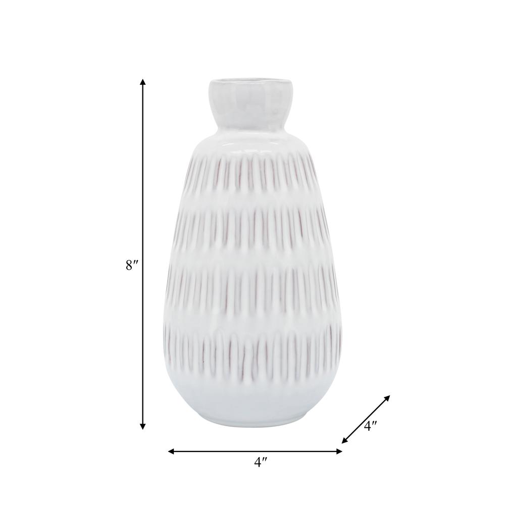 Cer, 8"h Dimpled Vase, White. Picture 8