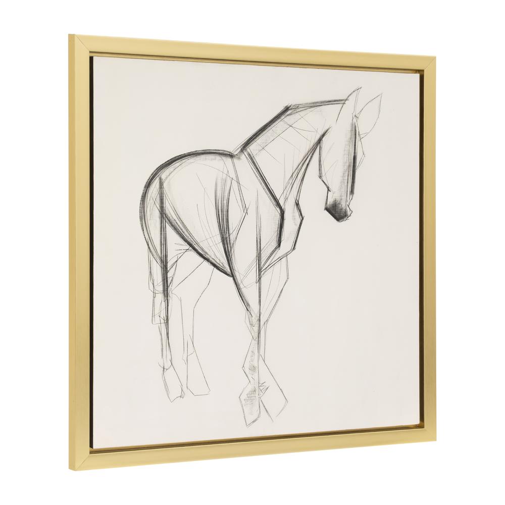 47x47, Hand Painted Elegant Horse Sketch, Blk/wht. Picture 2