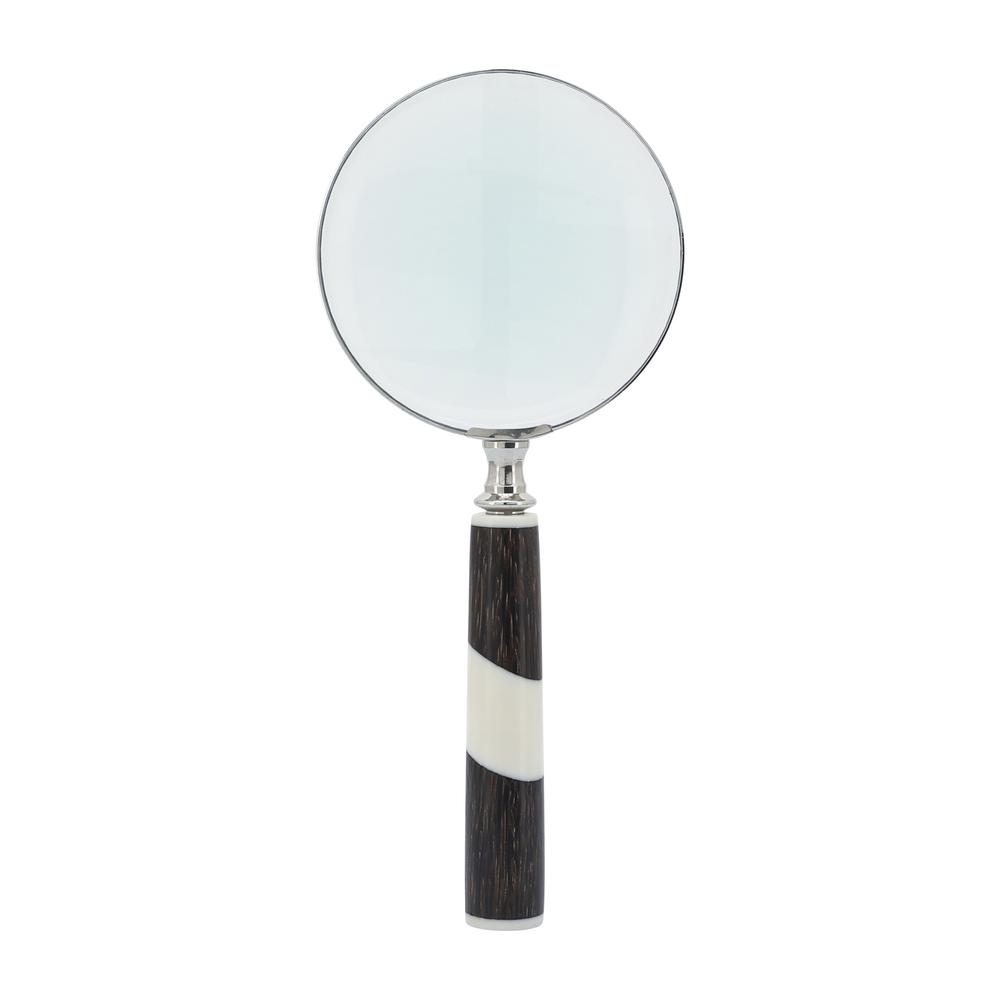 Resin, 4" 2-tone Magnifying Glass, Black/white. Picture 1