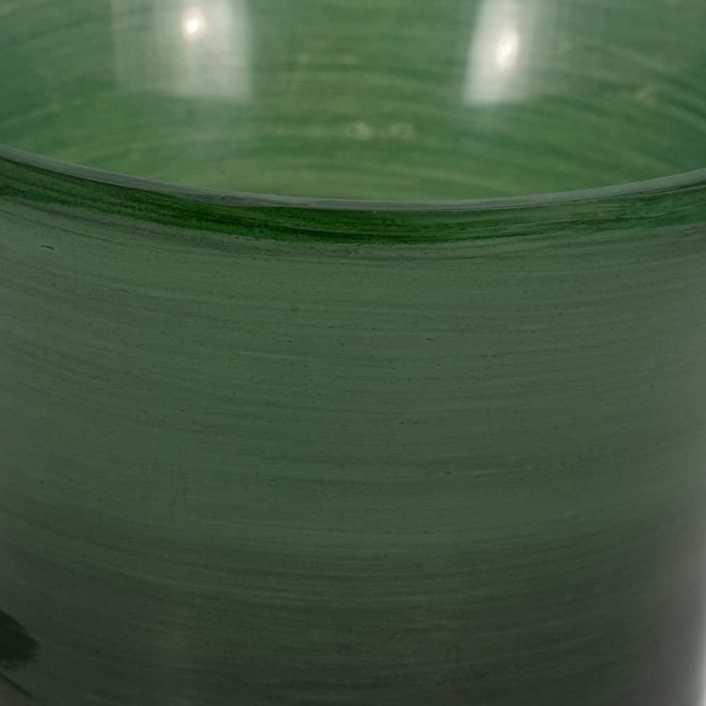 Glass, 15" 5th Ave Vase On Stand, Green/gold. Picture 4
