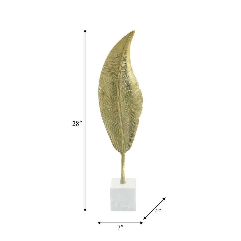 Metal, 28"h Leaf On Stand, Gold. Picture 4