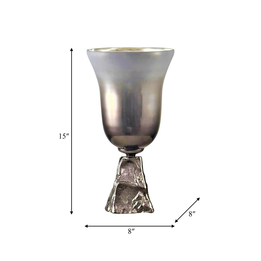 Glass, 15" 2-tone Chalice Vase, Metallic Kd. Picture 2