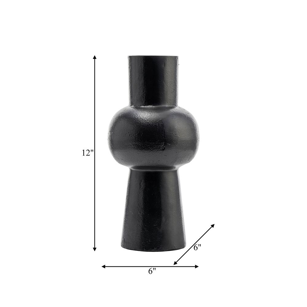 Metal,12"h, Mid Ellipsoid Vase,black. Picture 7
