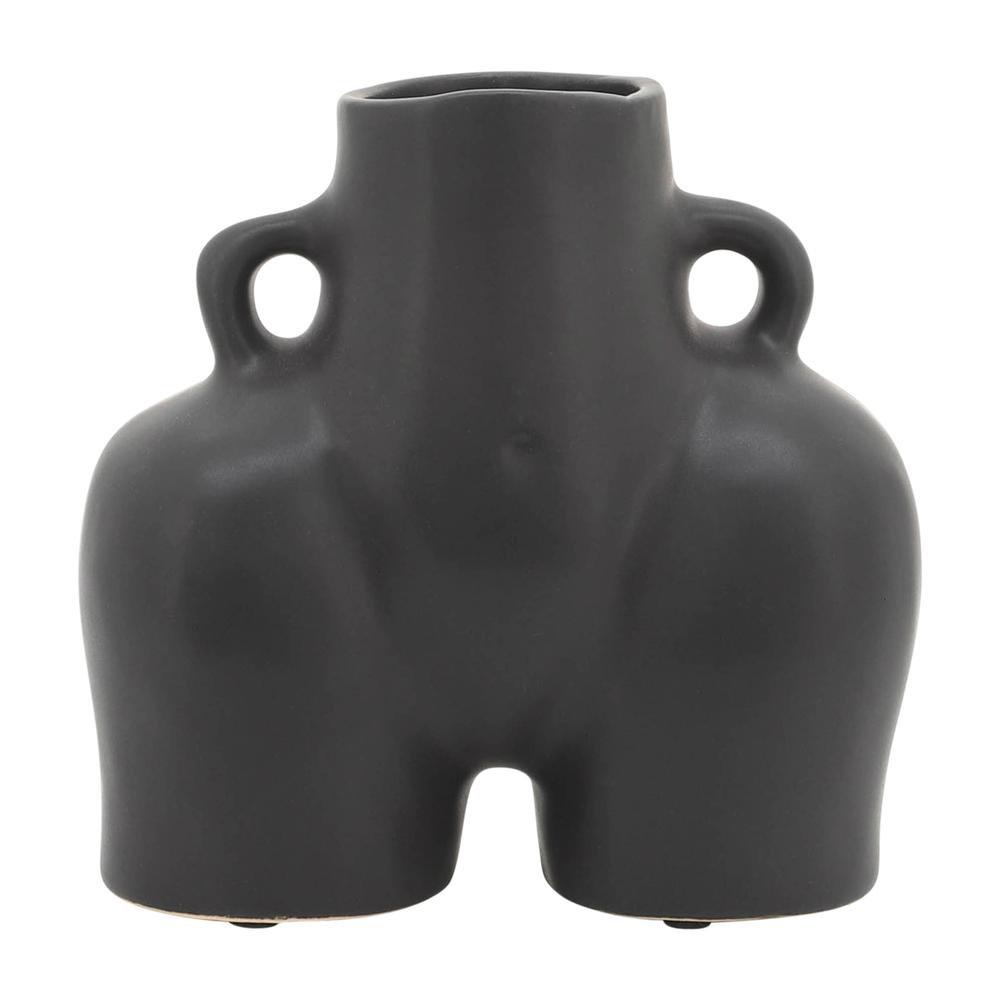 Cer, 6" Half Body Vase, Black. Picture 2