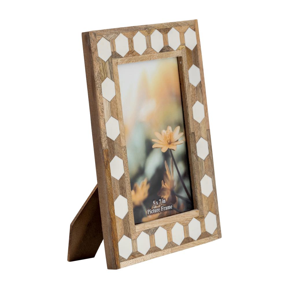 Wood/resin,5x7 Hexagon Frame, White. Picture 2