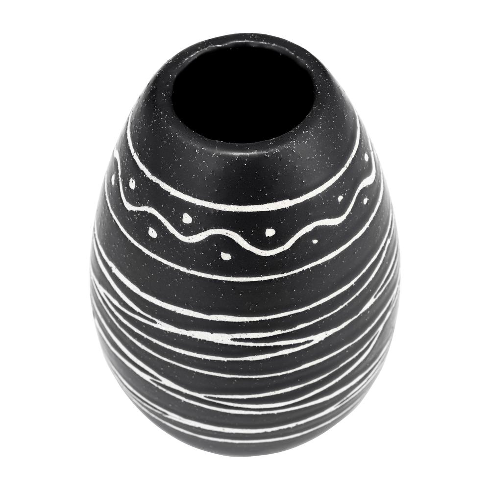 Cer, 8"h Tribal Vase, Black/white. Picture 4